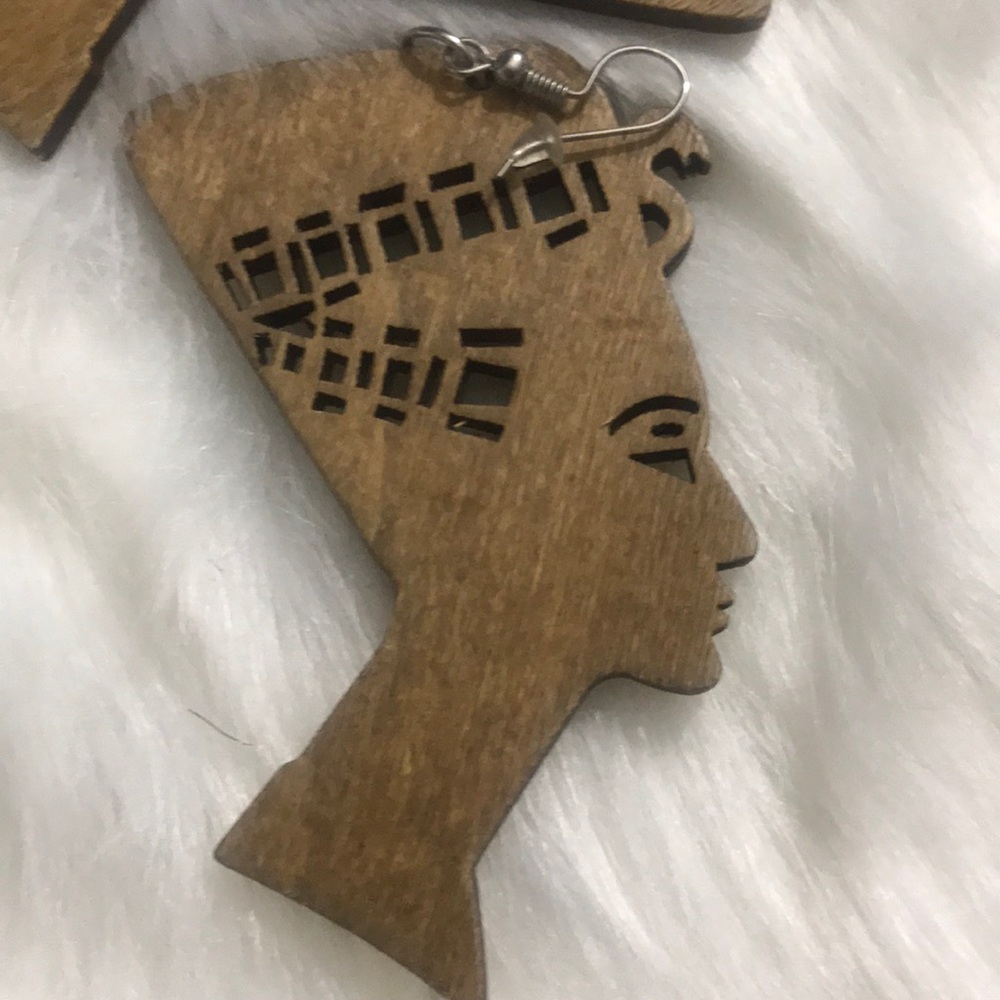 Egyptian wooden earrings brown